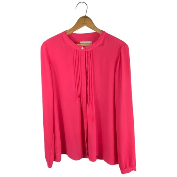 Banana Republic Pleated Front Oversized Button Down Dressy Blouse Dress Shirt S - Picture 10 of 15